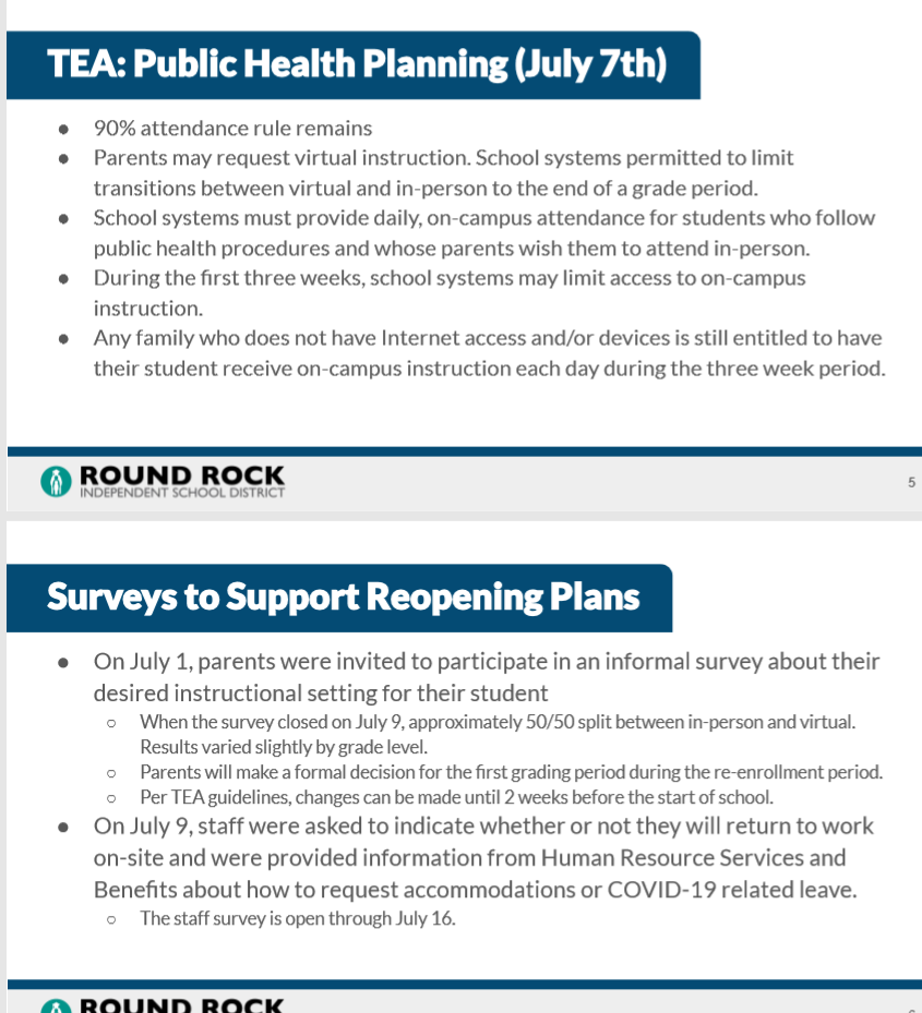 Round Rock ISD Proposed Reopening Plan 2020-2021