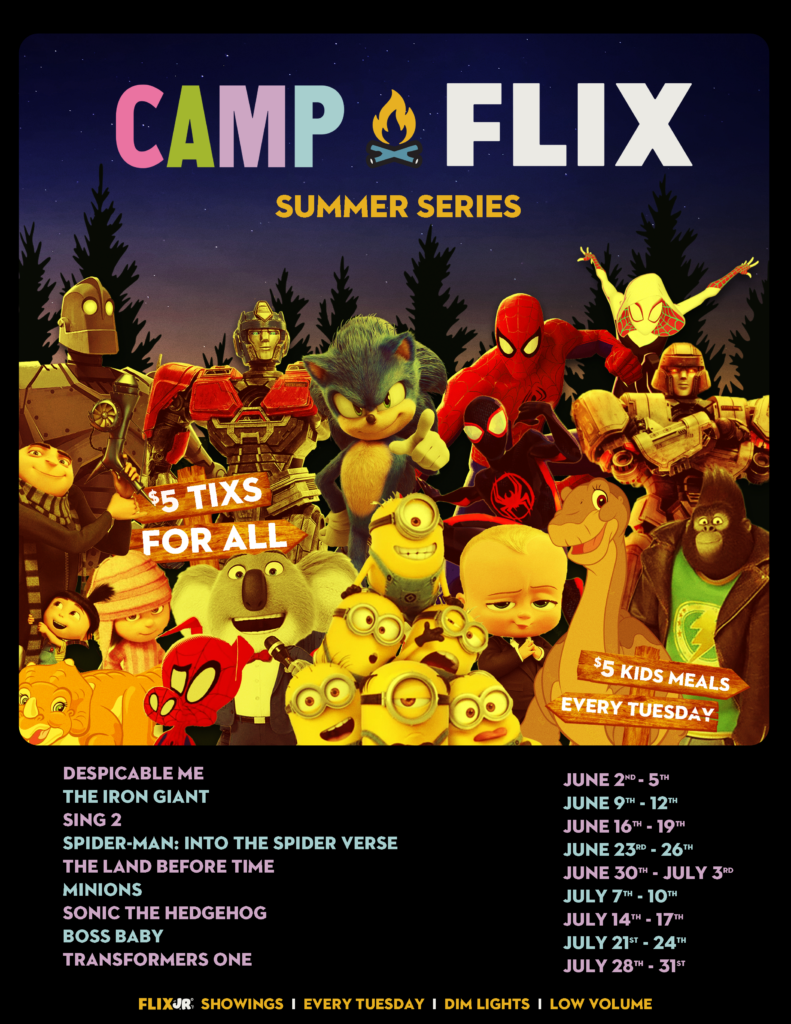 Flix Brewhouse 2025 Summer Camp schedule graphic